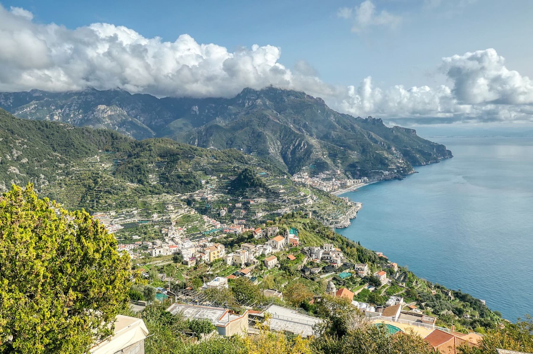 Amalfi Coast cliffs and sea in Italy