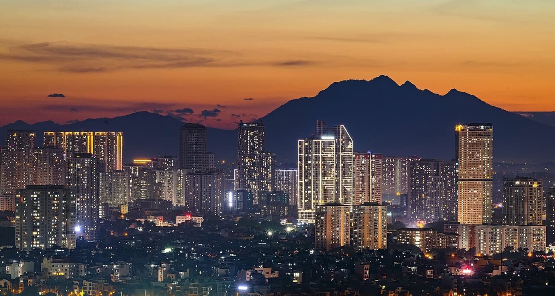 Hanoi skyline with Ba Vi Mountain