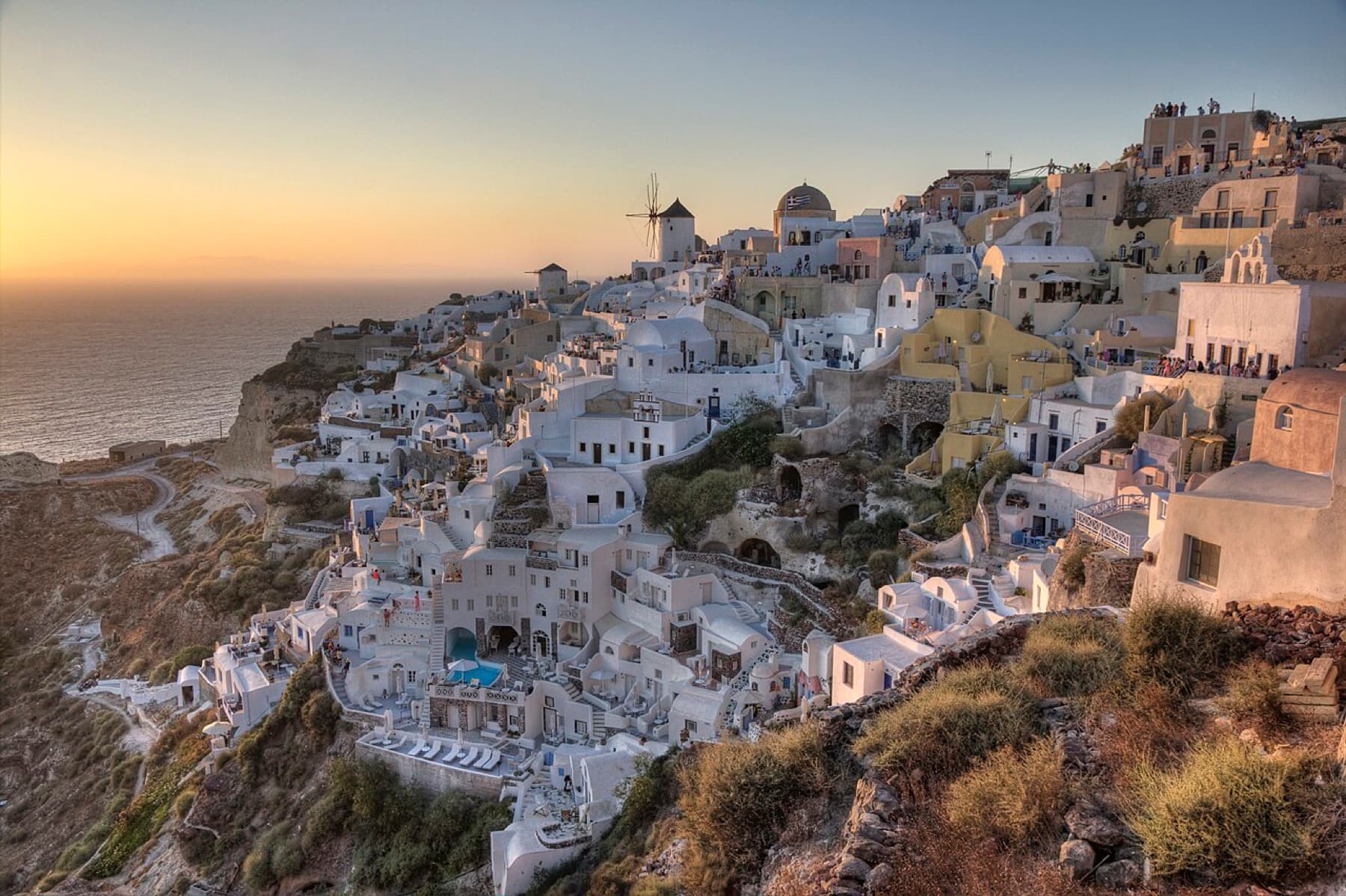 Oia at sunset on Santorini