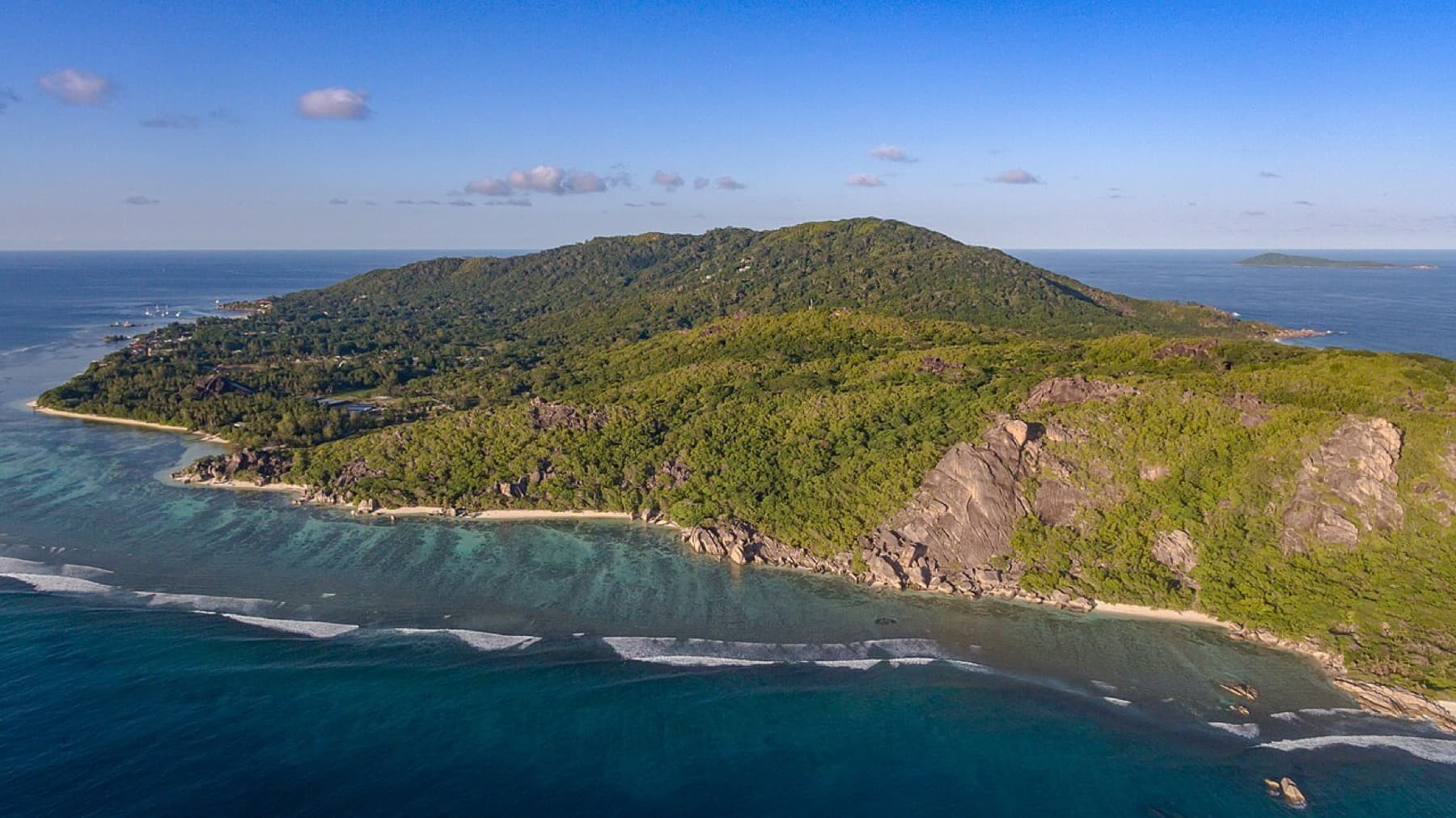 La Digue island in Seychelles from above